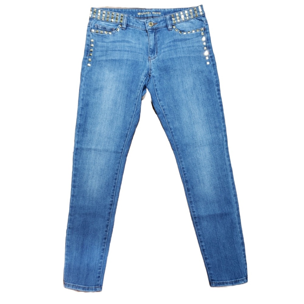 Michael Kors Women’s Embellished Stretch Skinny Blue Denim Jeans Size 4